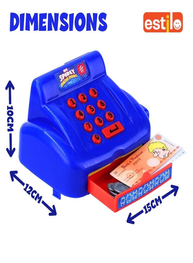 إستلو لعبة ماكينة تسجيل المدفوعات النقدية من إستيلو للأطفال من عمر 3 سنوات فما فوق | لعبة متجر لعب الأدوار مع آلة حاسبة وماسح ضوئي وأصوات وأضواء | لعبة تعليمية للأولاد - Image 2